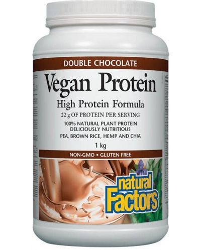 Vegan Protein, шоколад, 1 kg, Natural Factors - 1