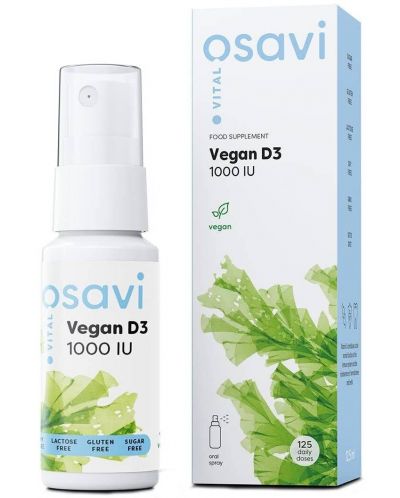 Vegan D3 Орален спрей, 1000 IU, 12.5 ml, Osavi - 1