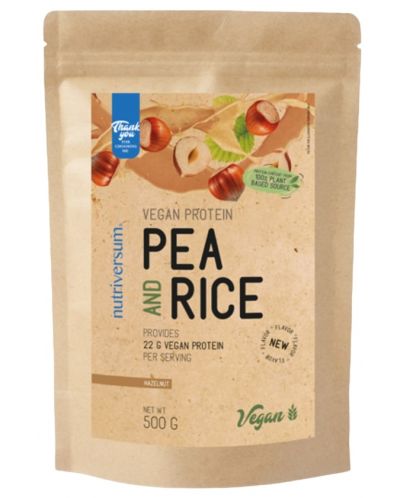 Vegan Protein Pea and Rice, лешник, 500 g, Nutriversum - 1