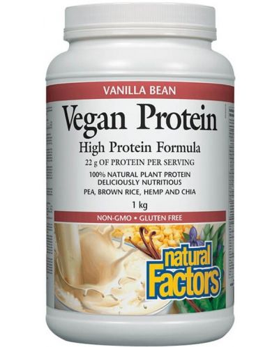 Vegan Protein, ванилия, 1 kg, Natural Factors - 1