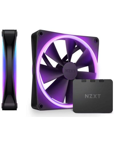 Вентилатори NZXT - F140 RGB Duo Black, RGB, 140 mm, 2 броя, контролер - 1