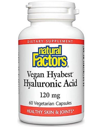 Vegan Hyabest Hyaluronic Acid, 120 mg, 60 капсули, Natural Factors - 1