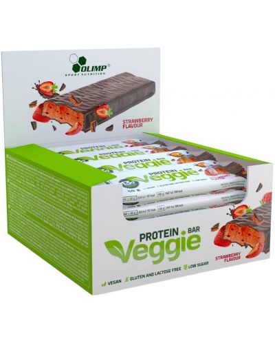 Veggie Protein Bar Box, ягода, 24 броя, Olimp - 1