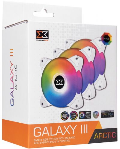 Вентилатор Xigmatek - Galaxy III Essential Arctic, 120 mm, 3 броя, RGB - 6
