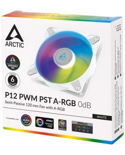 Вентилатор Arctic - P12 PWM PST, 120 mm, RGB, бял - 4
