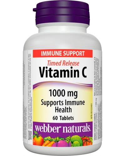 Vitamin C Time Release, 1000 mg, 60 таблетки, Webber Naturals - 1