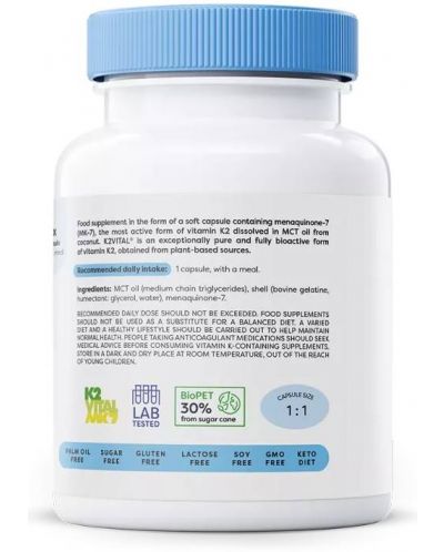 Vitamin K2, 100 mcg, 60 гел капсули, Osavi - 3