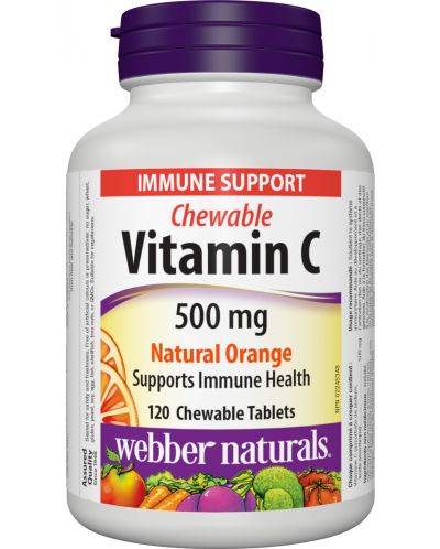 Vitamin С, 500 mg, 120 таблетки, портокал, Webber Naturals - 1