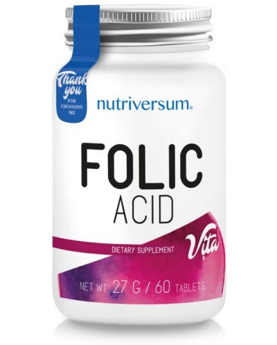 Vita Folic Acid, 500 mcg, 60 таблетки, Nutriversum - 1
