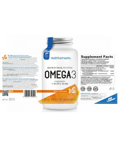 Vita Omega 3 Fish Oil, 90 капсули, Nutriversum - 2