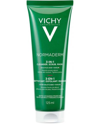 Vichy Normaderm Почистващ продукт 3 в 1, 125 ml - 1