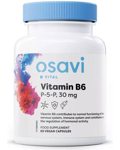Vitamin B6, 30 mg, 60 капсули, Osavi - 1