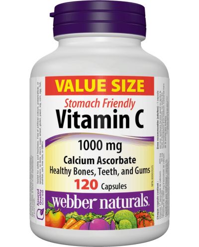 Vitamin C Calcium Ascorbate, 1000 mg, 120 капсули, Webber Naturals - 1