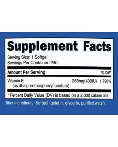 Vitamin E, 400 IU, 240 капсули, Nutricost - 2