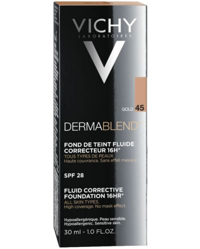 Vichy Dermablend Коригиращ фон дьо тен флуид, №45 Gold, SPF35, 30 ml - 2