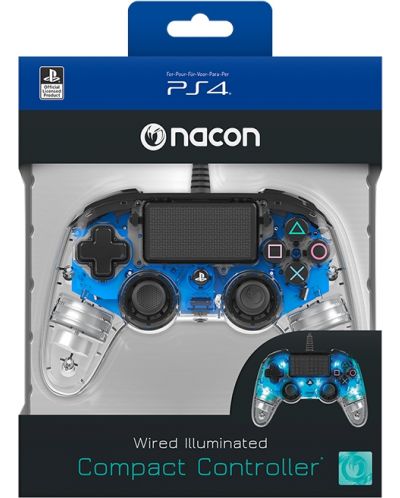 Контролер Nacon за PS4 - Wired Illuminated, crystal blue - 6