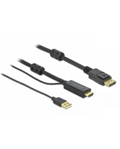 Видео кабел Delock - 85963, HDMI/USB-A/DisplayPort, 1 m, черен - 2