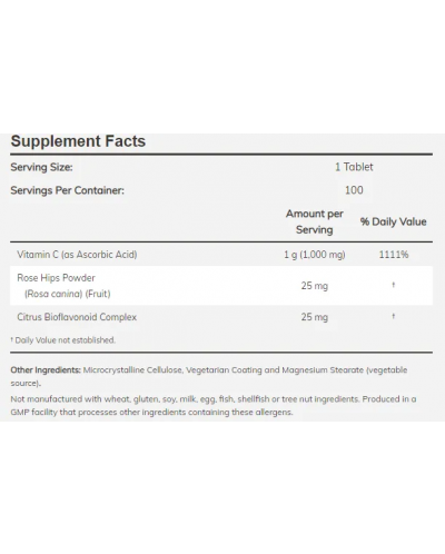 Vitamin C-1000 with Rose Hips + Bioflavonoids, 250 таблетки, Now - 3