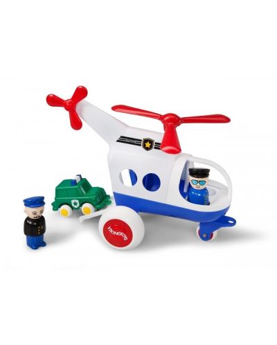 Полицейски хеликоптер Viking Toys, с 1 кола и 2 човечета, 30 cm, с подаръчна кутия