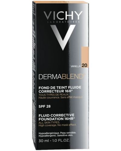 Vichy Dermablend Коригиращ фон дьо тен флуид, №20 Vanilla, SPF 35, 30 ml - 2