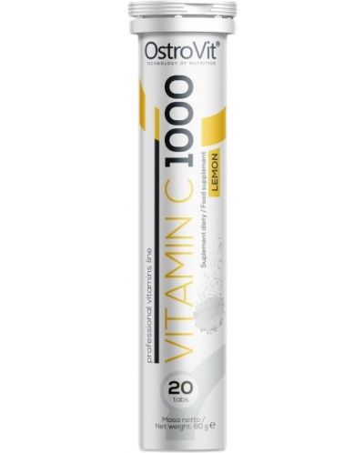 Vitamin C, 1000 mg, лимон, 20 ефервесцентни таблетки, OstroVit - 1
