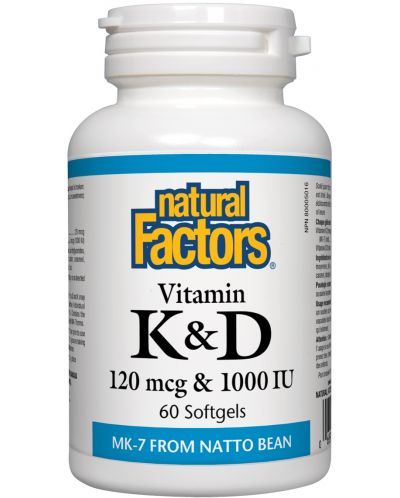 Vitamin К2 & D3, 60 капсули, Natural Factors - 1