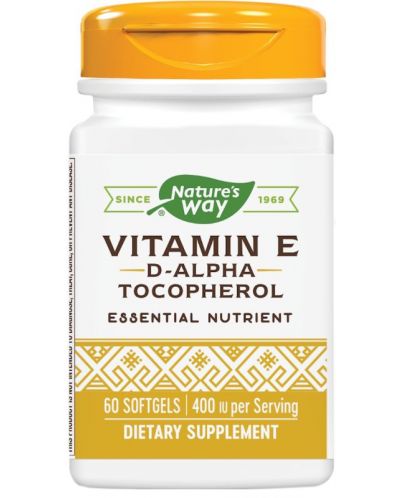 Vitamin E D-alpha Tocopherol, 400 IU, 60 капсули, Nature's Way - 1