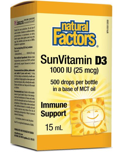 Vitamin D3, 1000 IU, 15 ml, Natural Factors - 1