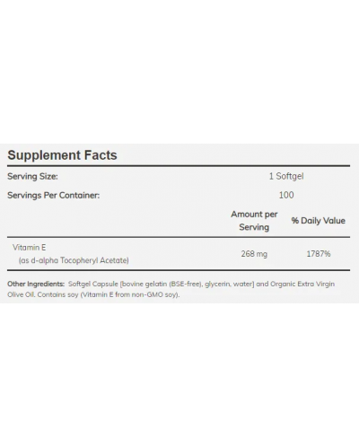 Vitamin E-400 D-Alpha, 100 капсули, Now - 2