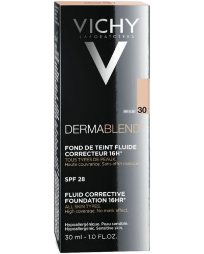 Vichy Dermablend Коригиращ фон дьо тен флуид, №30 Beige, SPF35, 30 ml - 2