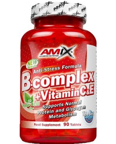 Vitamin B-Complex + Vitamin C & E, 90 таблетки, Amix - 1