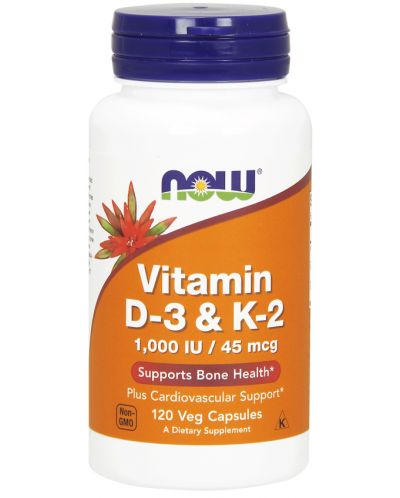 Vitamin D-3 + K-2, 120 капсули, Now - 1