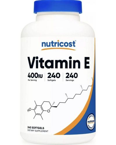 Vitamin E, 400 IU, 240 капсули, Nutricost - 1