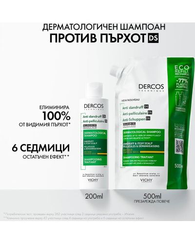 Vichy Dercos Комплект - Шампоан против пърхот за суха коса Anti-dandruff DS + Пълнител, 200 + 500 ml - 2