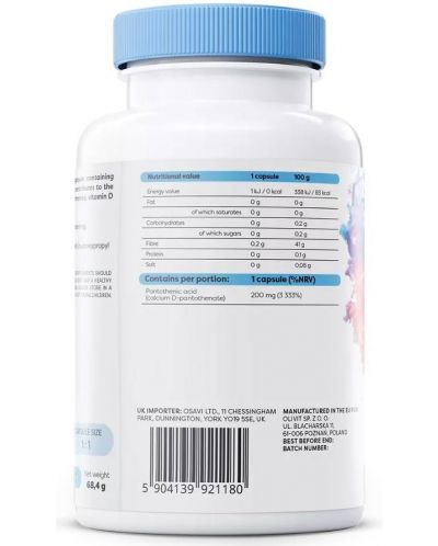 Vitamin B5, 200 mg, 180 капсули, Osavi - 2