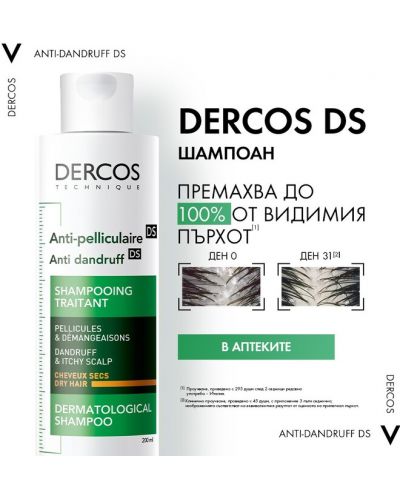 Vichy Dercos Шампоан против пърхот за суха коса Anti-dandruff DS, 200 ml - 4