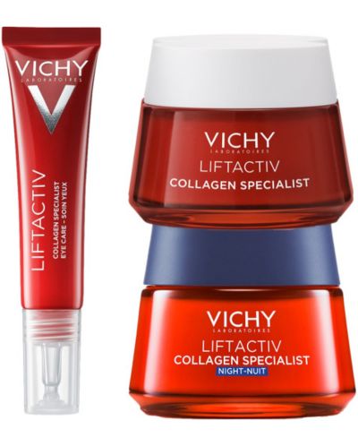 Vichy Liftactiv Комплект Collagen Specialist - Дневен, Нощен и Околоочен крем, 2 x 50 + 15 ml - 1