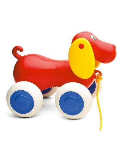 Кученце Бебе за дърпане Viking Toys, 25 cm, червено - 1