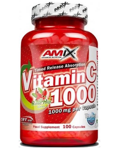 Vitamin C with Rose Hips, 1000 mg, 100 капсули, Amix - 1