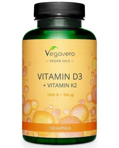 Vitamin D3 + Vitamin K2, 120 капсули, Vegavero - 1