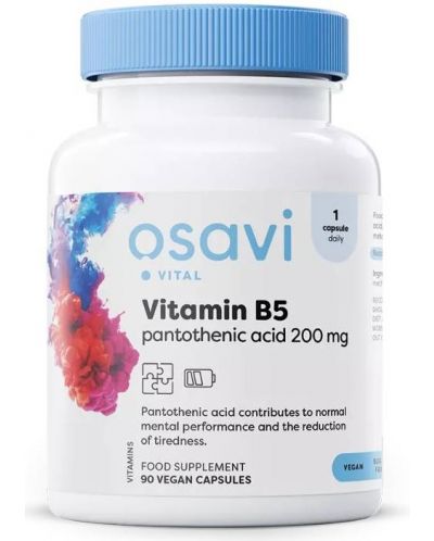 Vitamin B5, 200 mg, 90 капсули, Osavi - 1