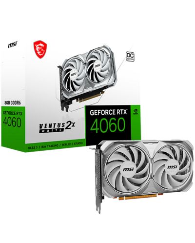 Видеокарта MSI - GeForce RTX 4060 Ventus 2X OC, 8GB, GDDR6, бяла - 1