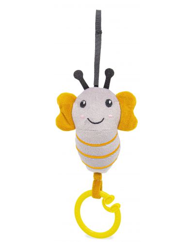 Вибрираща бебешка играчка BabyJem - Пчела, сива, 15 х 8 cm - 1