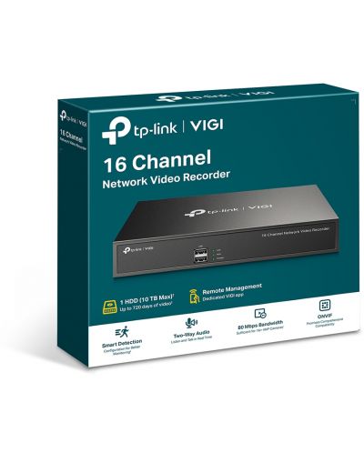 Видео рекордер TP-Link - VIGI NVR1016H, 16-канален, черен - 3