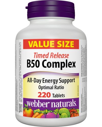 Vitamin В50 Complex, 220 таблетки, Webber Naturals - 1