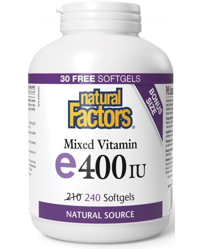 Vitamin E, 400 IU, 240 капсули, Natural Factors - 1