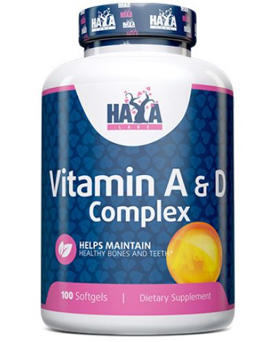 Vitamin A & D Complex, 100 капсули, Haya Labs - 1