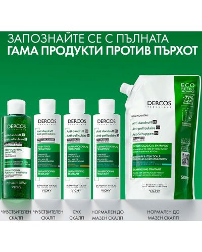 Vichy Dercos Комплект - Шампоан против пърхот за мазна коса Anti-dandruff DS + Пълнител, 200 + 500 ml - 7