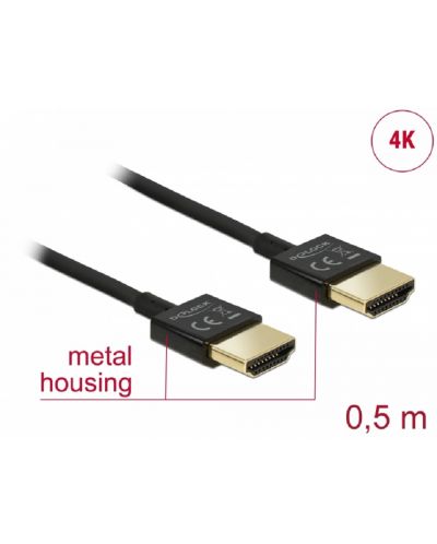 Видео кабел Delock - 84786, High Speed, HDMI-A/HDMI-A, 0.5 m, черен - 2