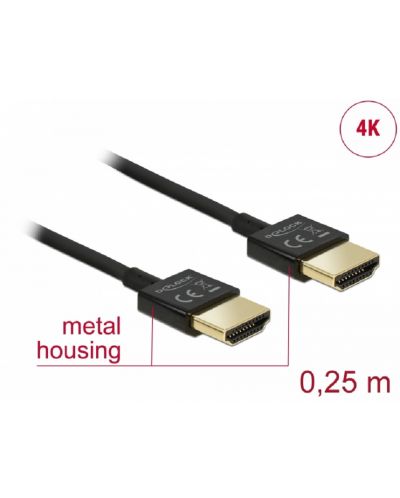 Видео кабел Delock - 85117, High Speed, HDMI-A/HDMI-A, 0.25 m, черен - 2